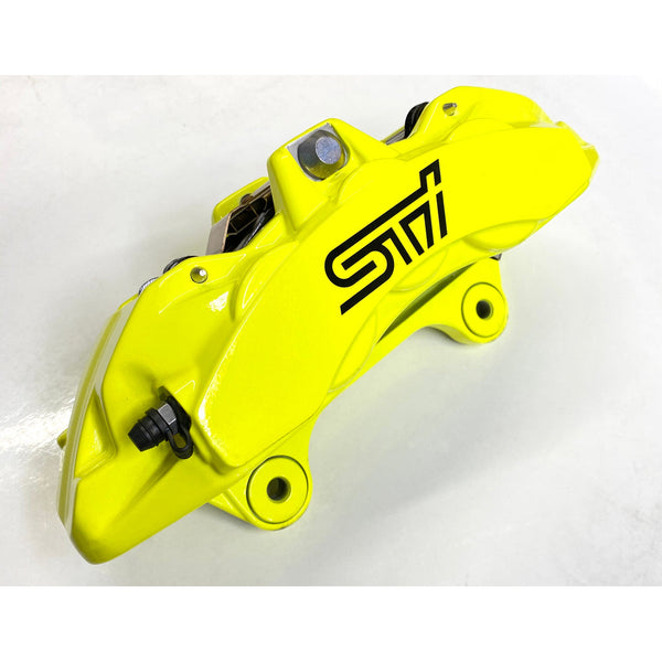 Subaru Genuine OEM STI 6-Piston Neon Yellow Brembo Calipers Loaded