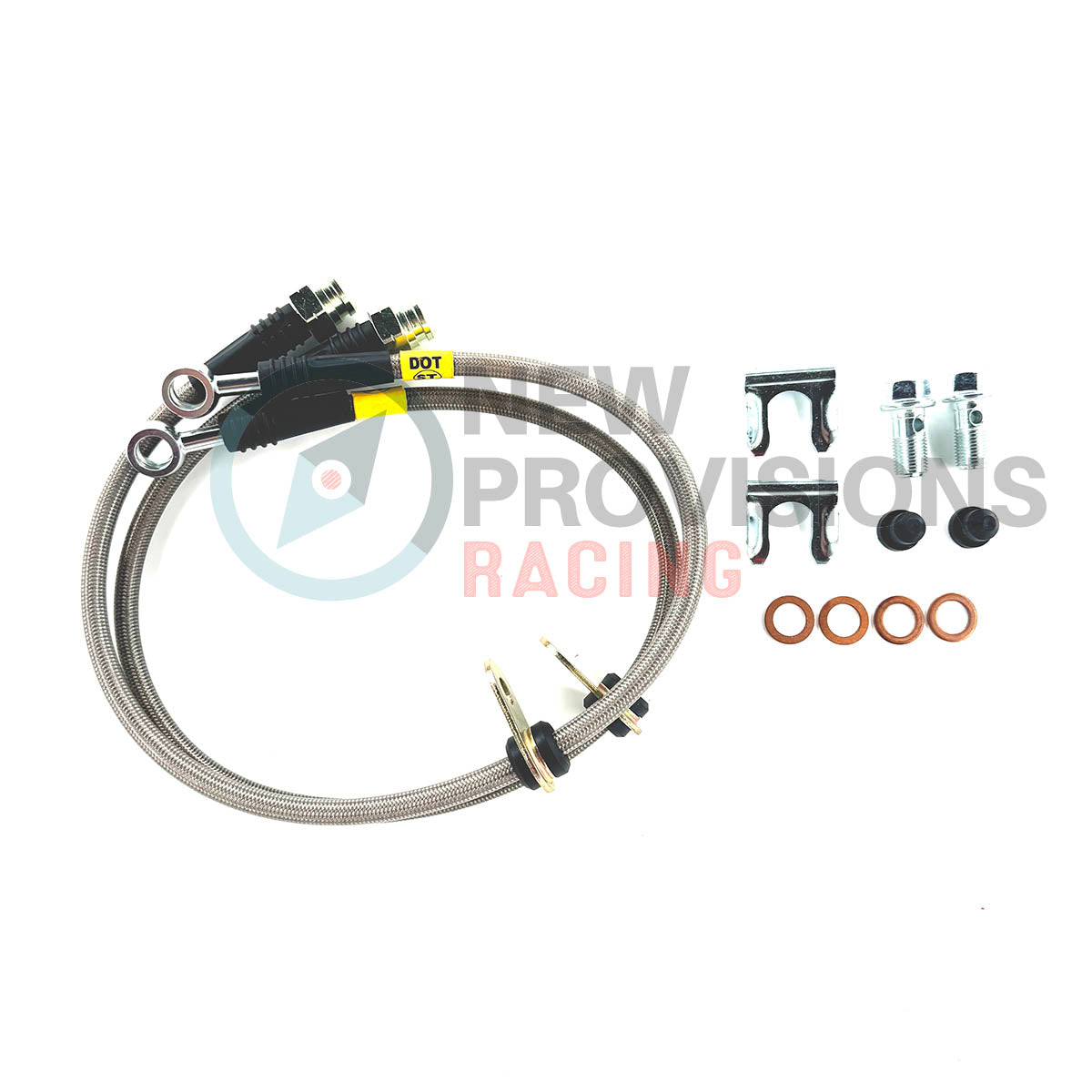 New Provisions Racing Rear Stainless Steel Brake Lines Clear - 2008-2021 STI