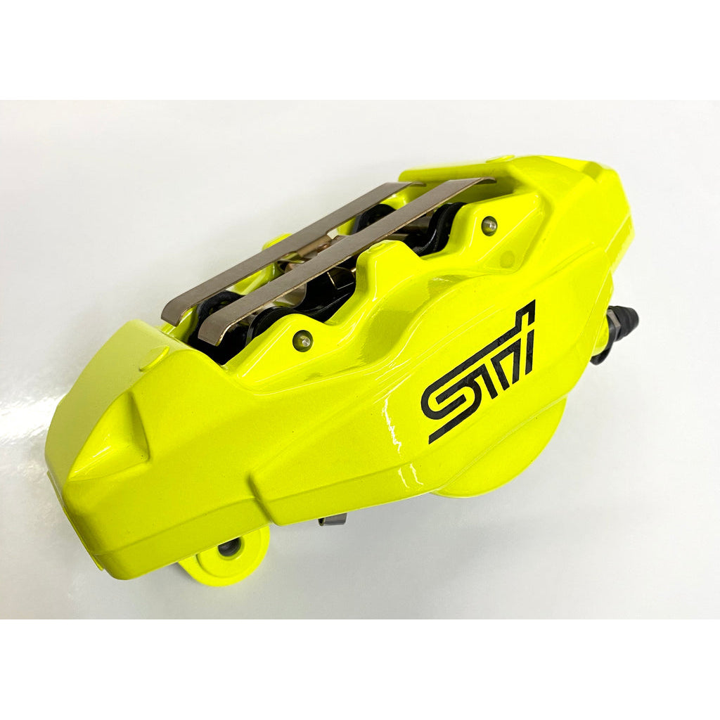 Subaru Genuine OEM STI 2-Piston Neon Yellow Brembo Calipers Loaded