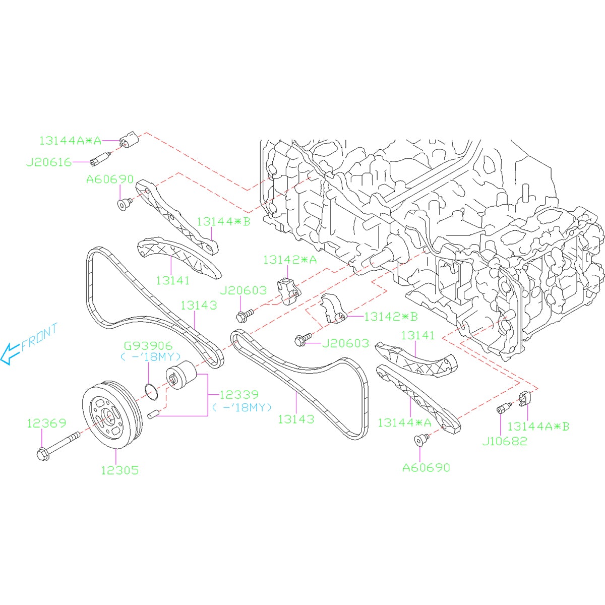 Subaru OEM Engine Timing Chain Tensioner 13142*B - 15-21 WRX