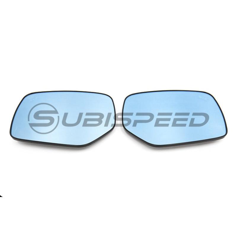 OLM Wide Angle Convex Mirror with Turn Signals and Defrosters Blue - 15-21 WRX/STI