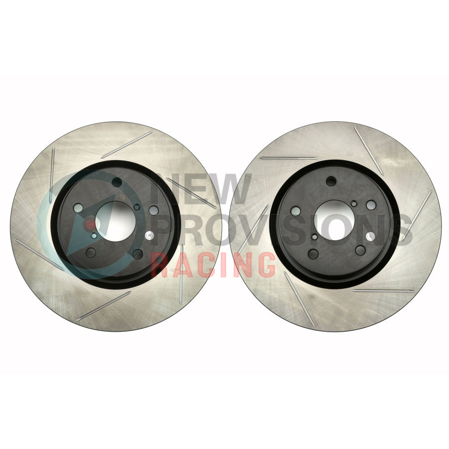 StopTech Slotted Sport Brake Rotors Front Pair - 05-09 LGT / 14+ FXT