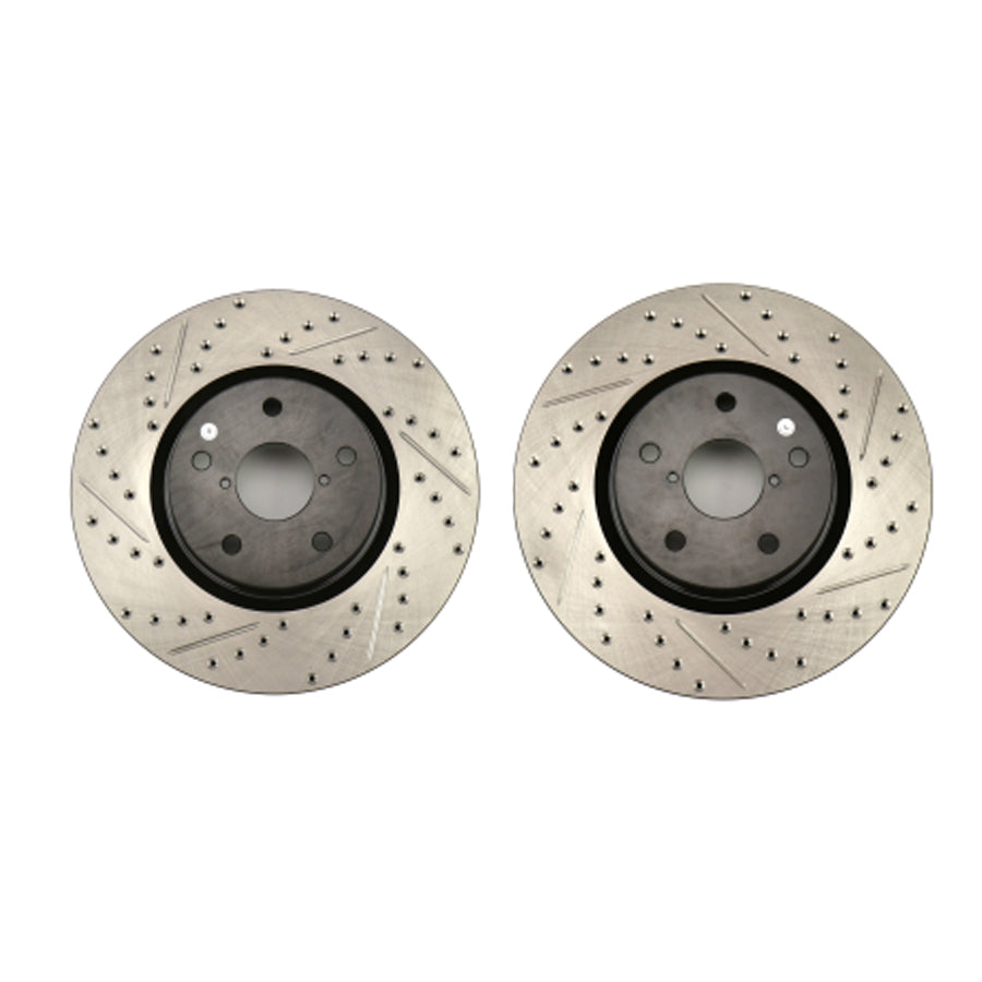 StopTech Drilled and Slotted Front Rotors - 08-14 WRX