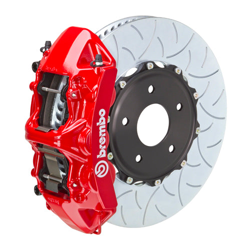 Brembo GT System Monobloc 6 Piston Front Big Brake Kit Red Calipers Slotted Rotors - 22+ WRX