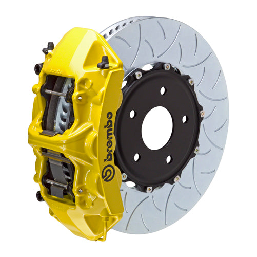 Brembo GT System Monobloc 6 Piston Front Big Brake Kit Yellow Calipers Slotted Rotors - 22+ WRX
